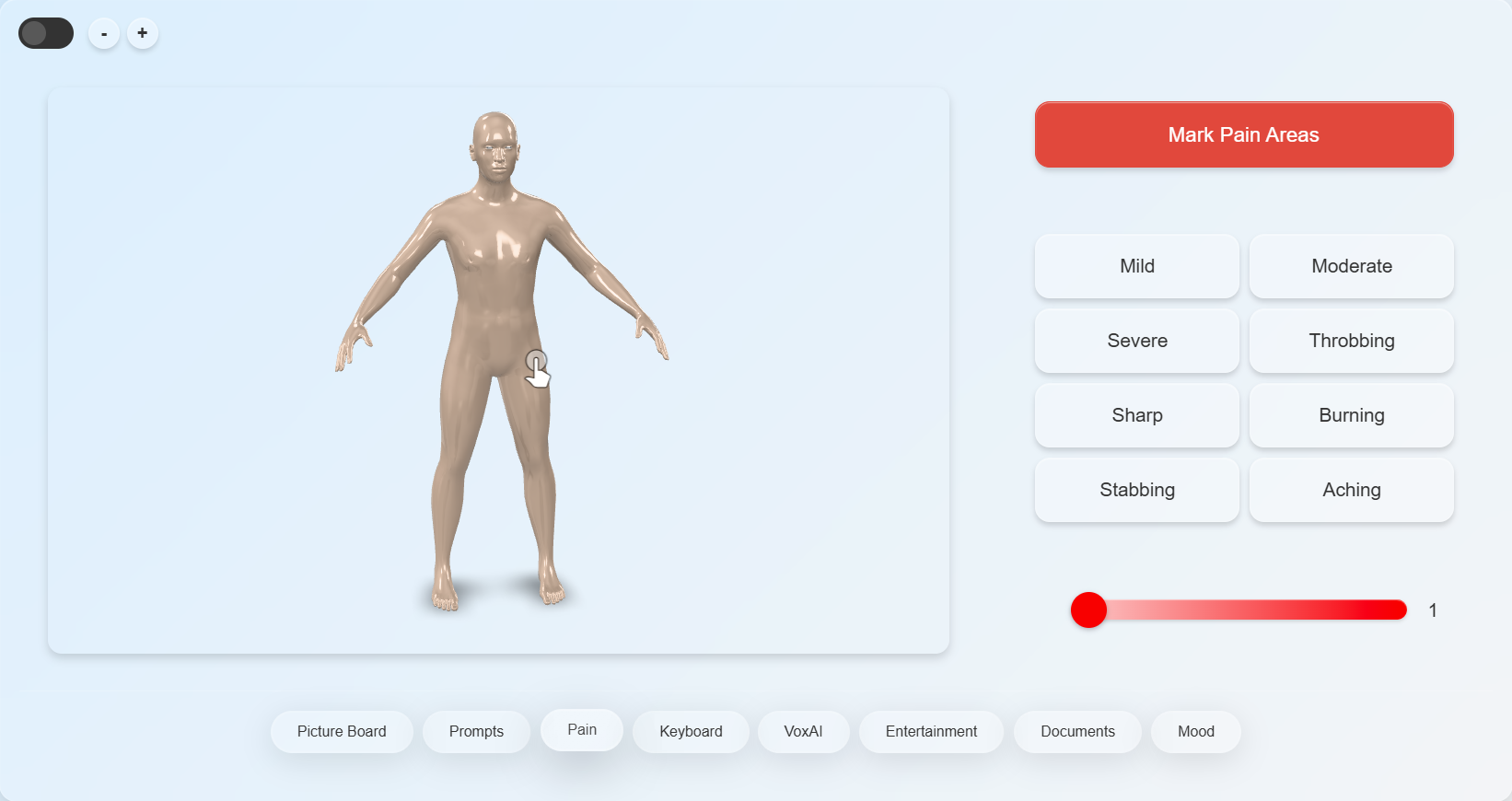 3D Pain Mapper interface